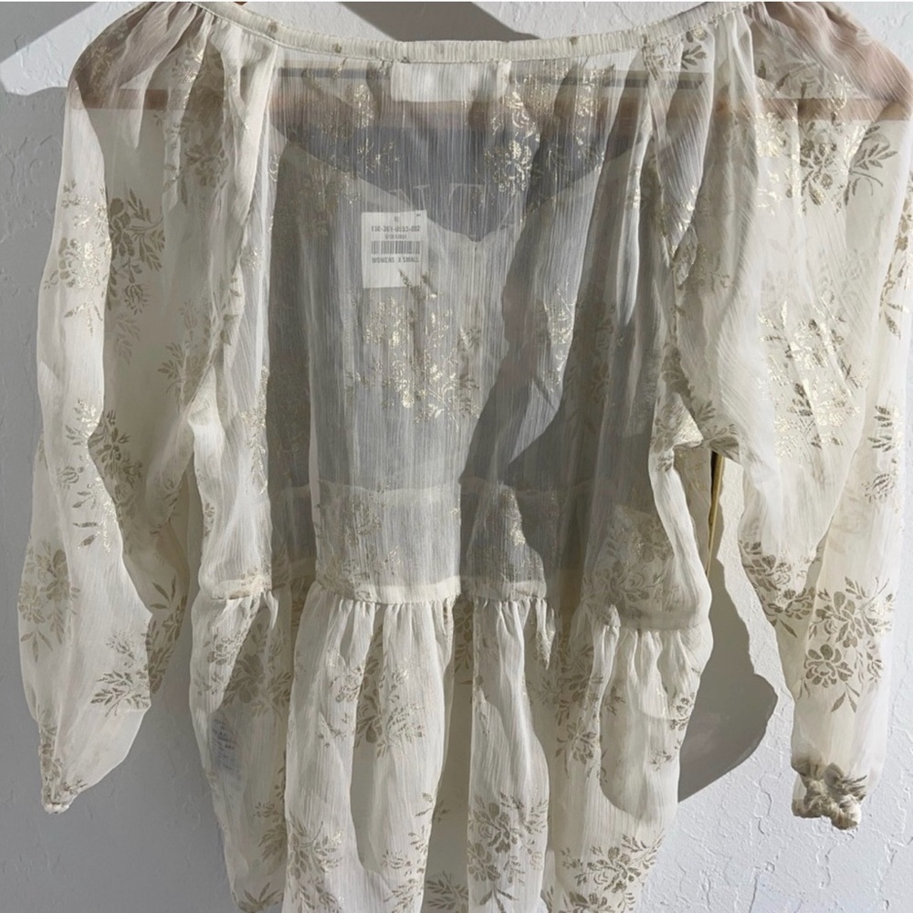 Zara Beige Floral Blouse with Button Detail - Picture 4 of 8